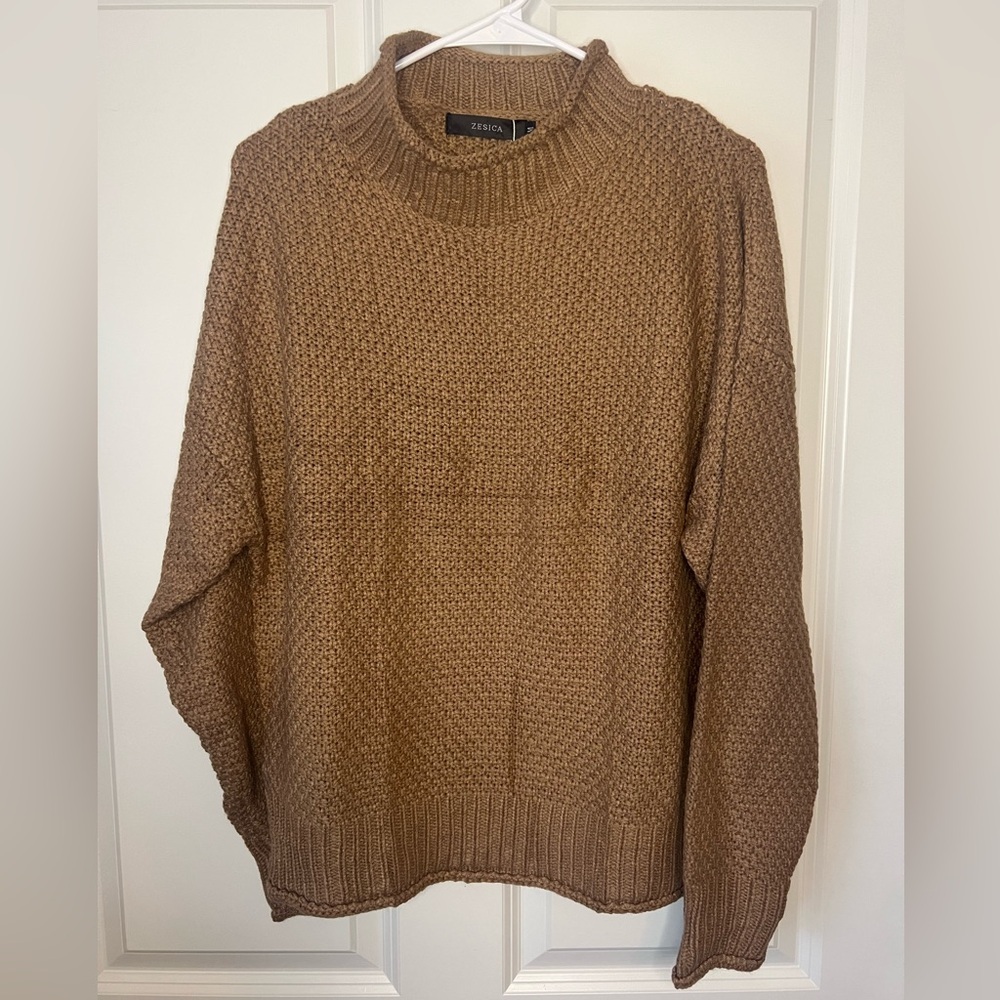NWT Womens Camel Textured Knit Sweater
